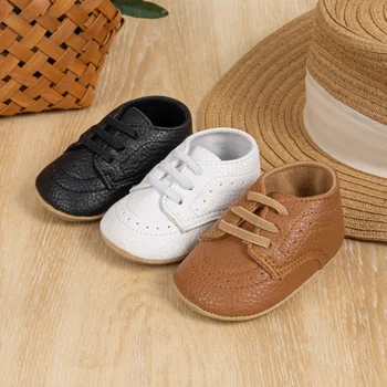 Scarpe per neonati Modelli quattro stagioni 0-18 mesi Scarpe per bambini con suola morbida Scarpe casual da passeggio comode in pelle stile Inghilterra 1