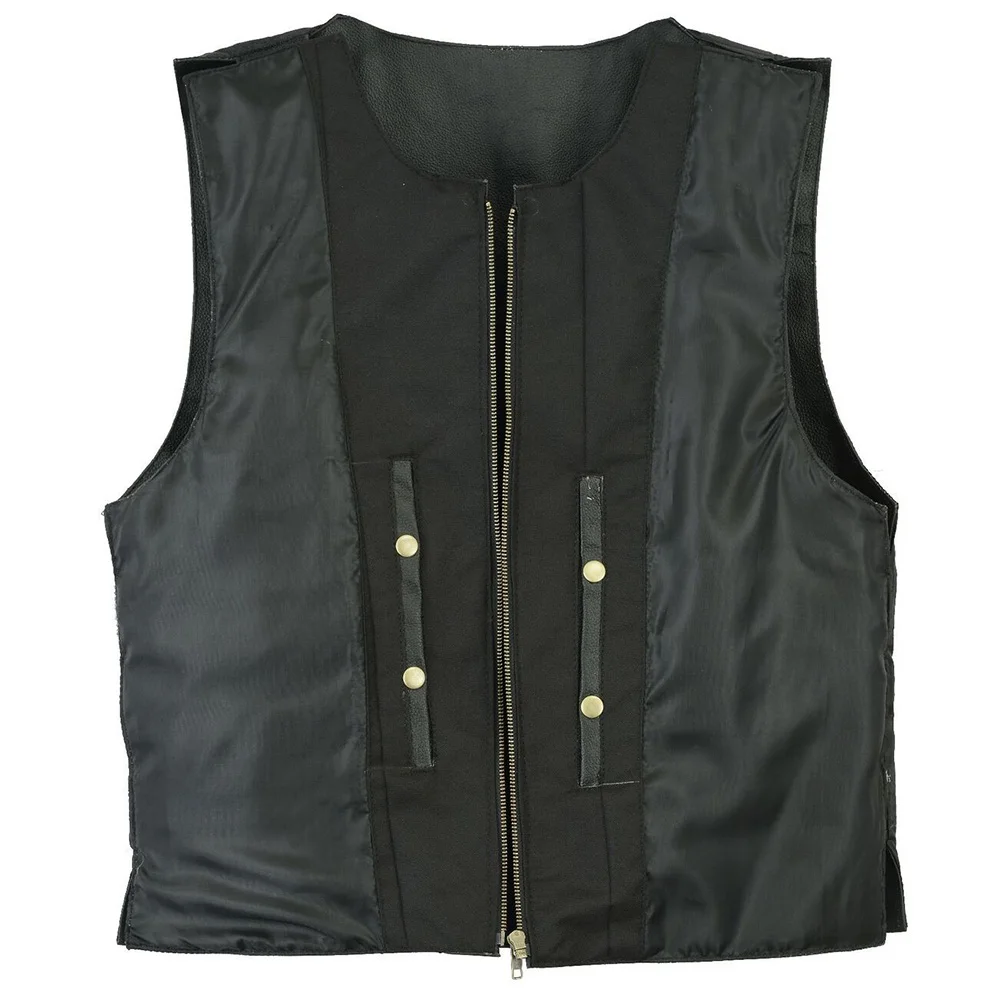

Sleek and Fashionable Mens Faux Leather Waistcoat Sleeveless Bikers Vest Suitable for Various Club Activities Black Color