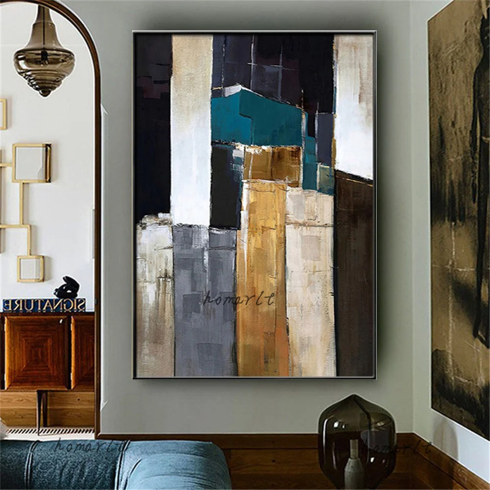 

Dark Color Block Oil Painting On Canvas Handmade Wall Art Picture Home Decoration For Living Room Aisle Salon Porch Artwork