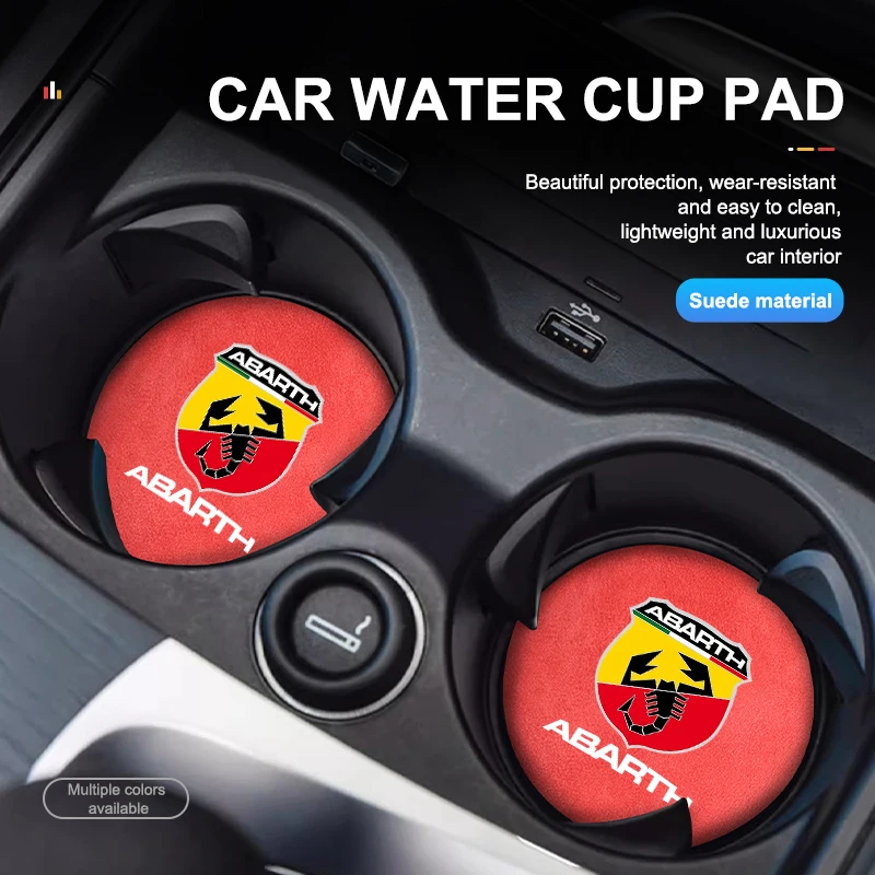 Car Suede Coaster Anti-Slip Water Cup Pad Bottle Holder Mat For Abarth Freemont Strada 500x Grande Punto Ducato Stilo Palio cup holder coasters car coaster pads
