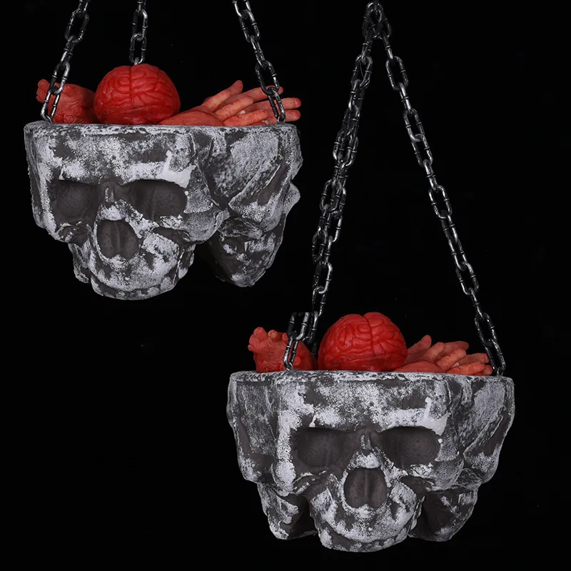 

Halloween Skull Flowerpot Hanging Props Halloween Party Secret Room Escape Haunted House Horror Skull Pendant Decoration