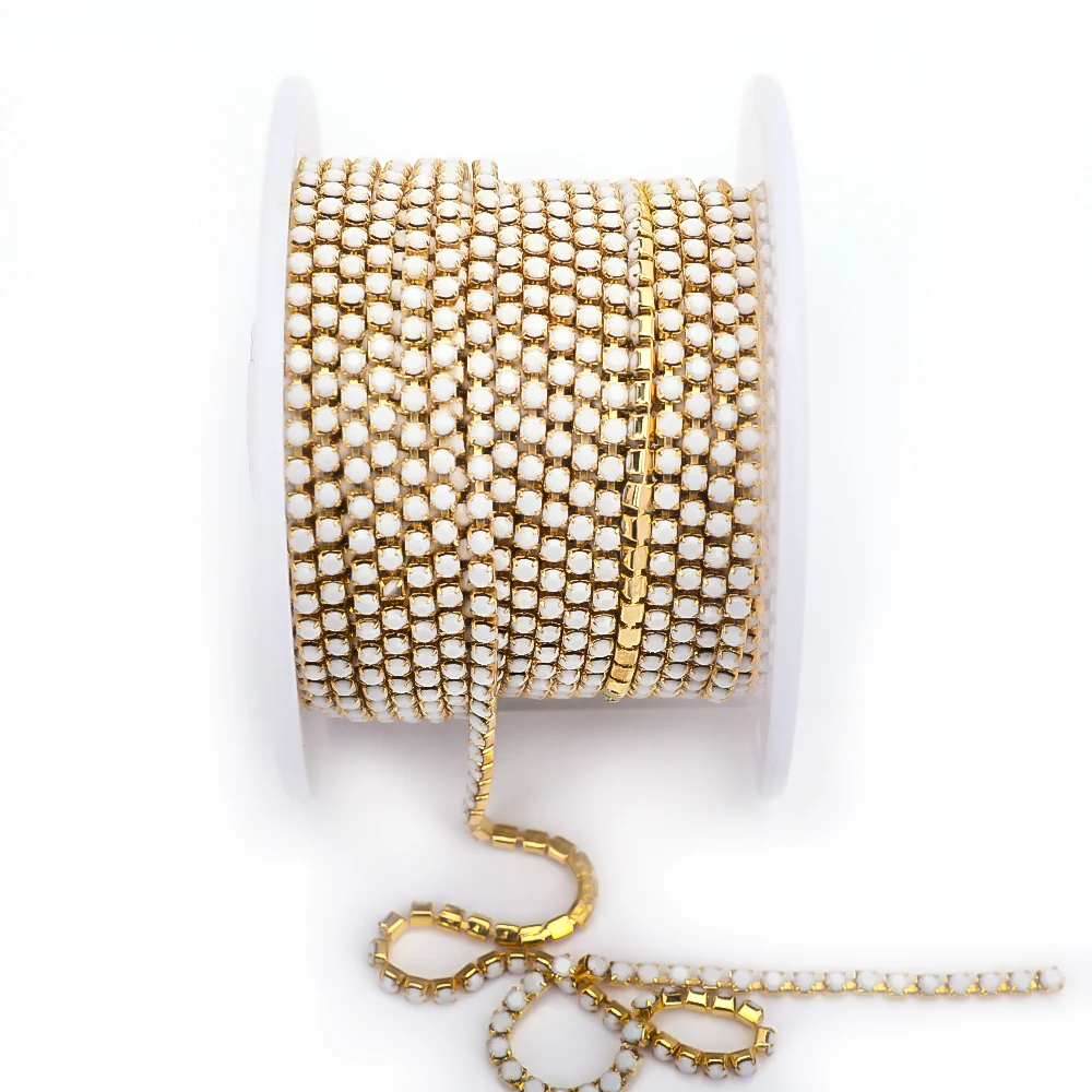 Opal Gold Crystal Rhinestone Trim for Luxurious DIY Wedding Dress Decoration