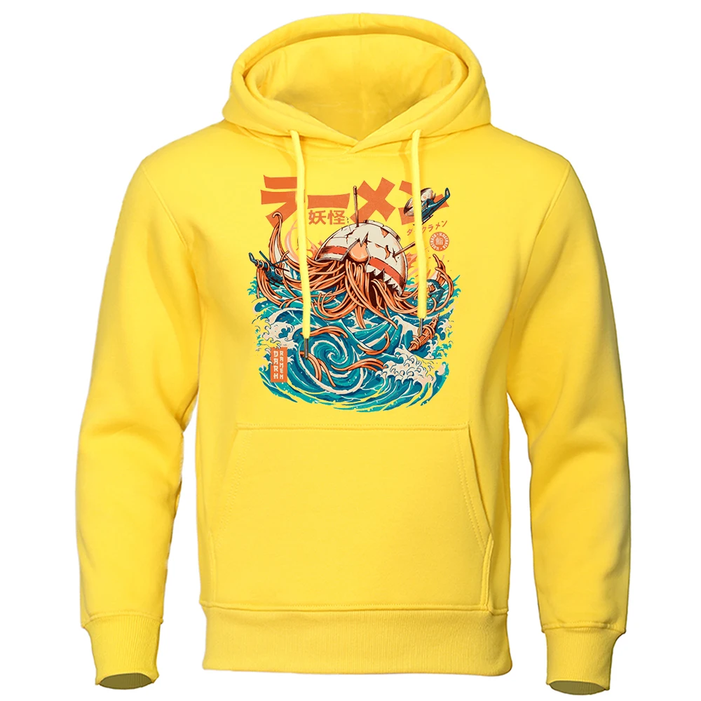

Japan Harajuku Giant Seafood Noodle Monster Men Hoodie Loose Fleece Hoodies Fashion Warm Clothing Autumn Pullover Man Streetwear