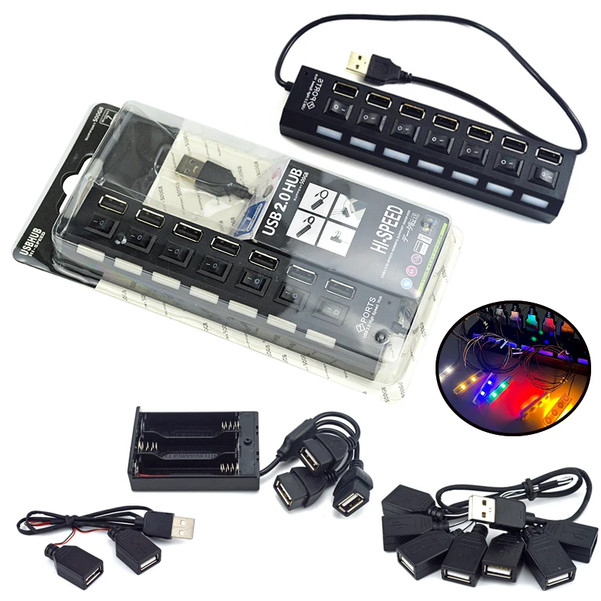 블랙 USB 포트 허브 LED 조명 액세서리, 램프 전원 배터리 박스 모델 빌딩 블록 세트 장난감, 10220 10260 적합