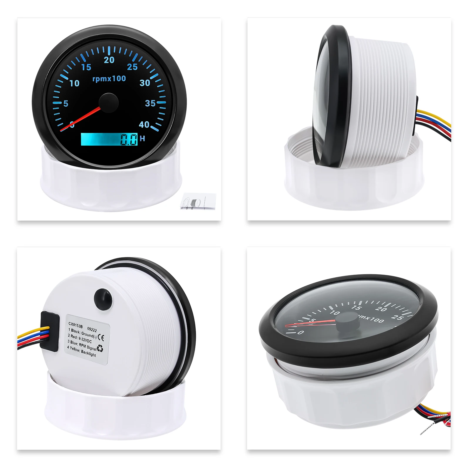 85mm Tachometer With 7 Colors Backlight 3000 4000 6000 RPM Meter With Digital Ho