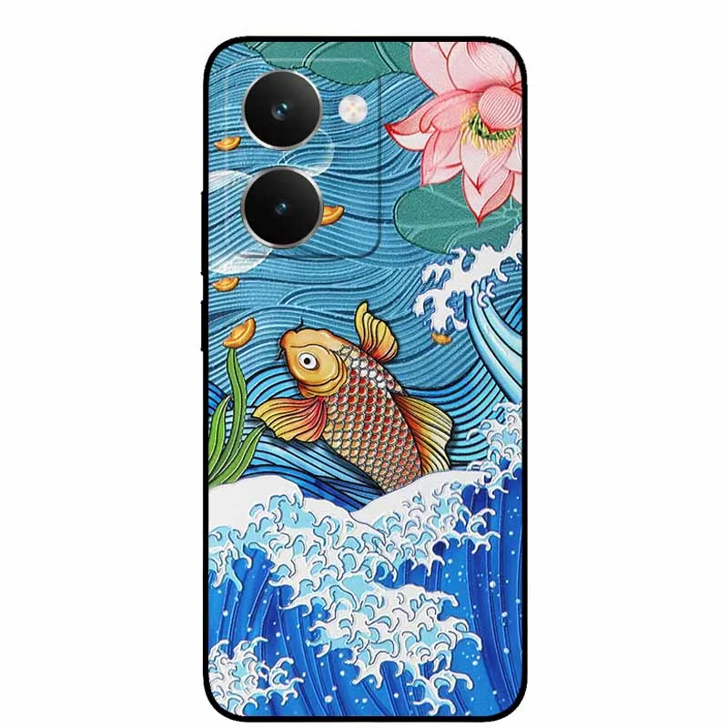 Vintage 3D Embossed Silicone Back Cover – Black Retro Design