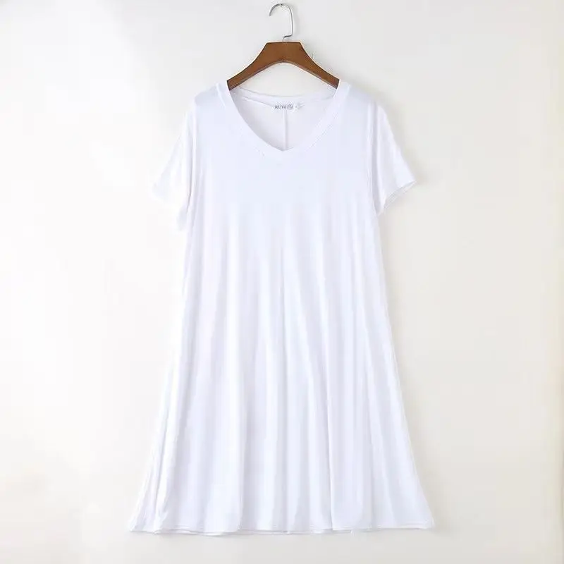 Plus Size Women Modal Short Sleeve Nightgown for Summer Homewear Loose Nightdress Joker Dress Pajama women nightgowns,women nightdresses,sleeping dress