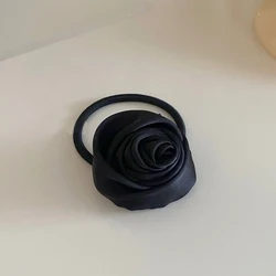 Elegant Rose Flower Elastic Hair Scrunchies (Black)