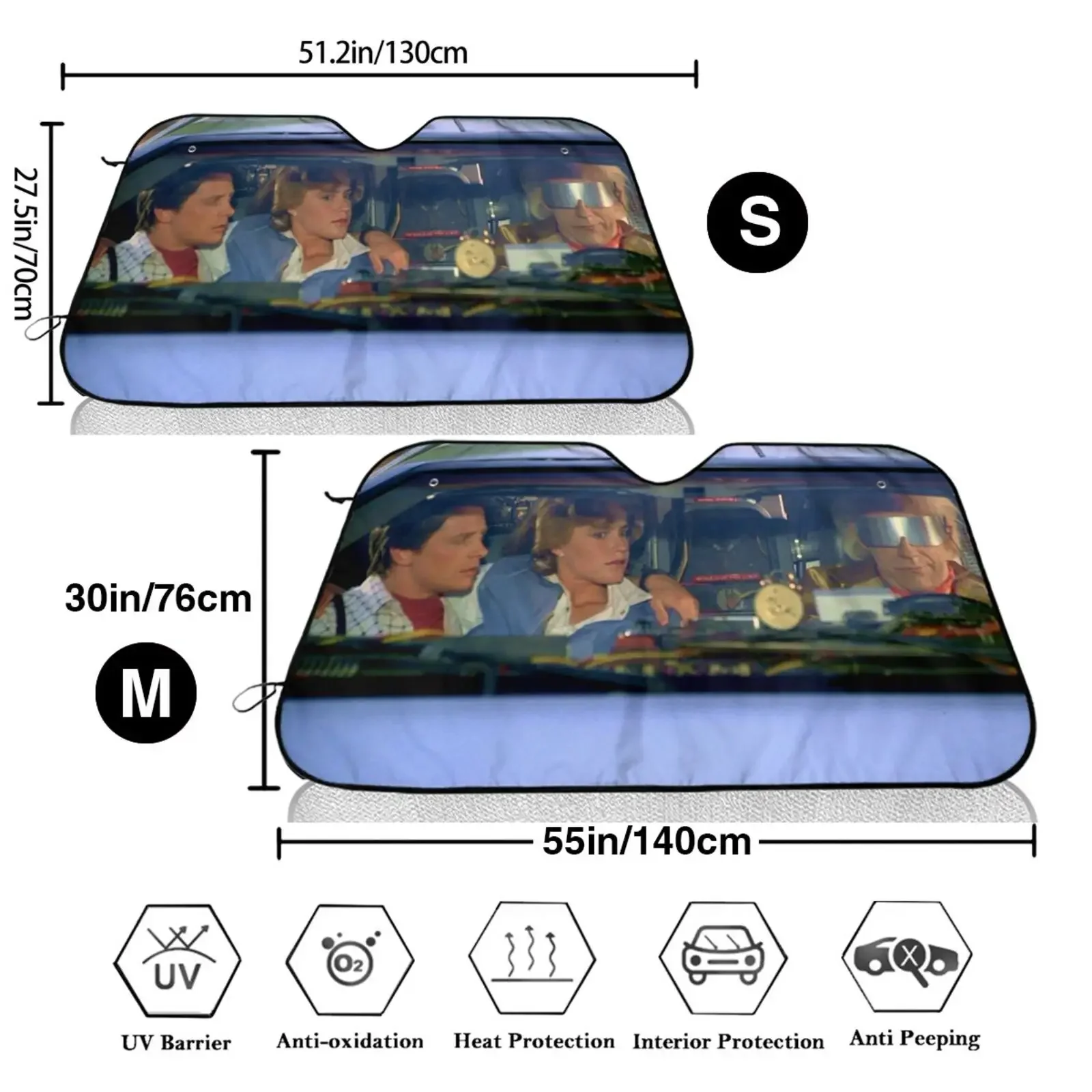 Car Sunshade Windshield Sunshade Back To The Future Marty McFly and Emmett Brown Car Sun Shade Windshield Car Accessories Movie Sunshade Sun Protection