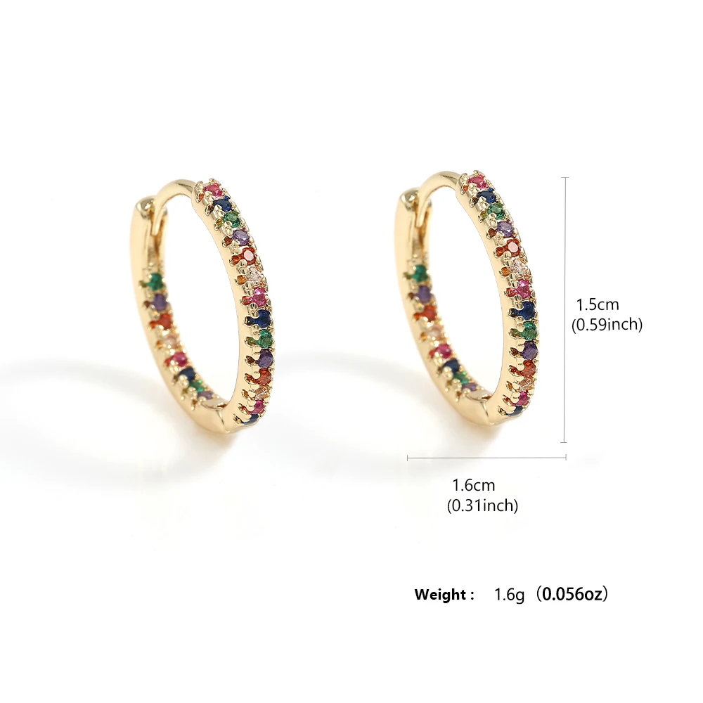 Trend ige goldene Farbe Zirkonia runde Kupfer Ohrringe für Frauen Metall Kristall Ohrring Party Alltags schmuck – Detail 7