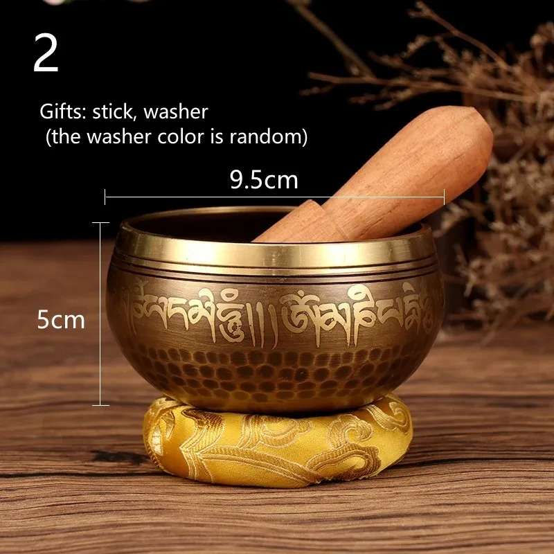 Singing Bowls Set Buddha Mantra Design Tibetan Nepal Handmade Singing Bowls Set Tibetan Bowl with Leather stick for Yoga Chanting Meditation