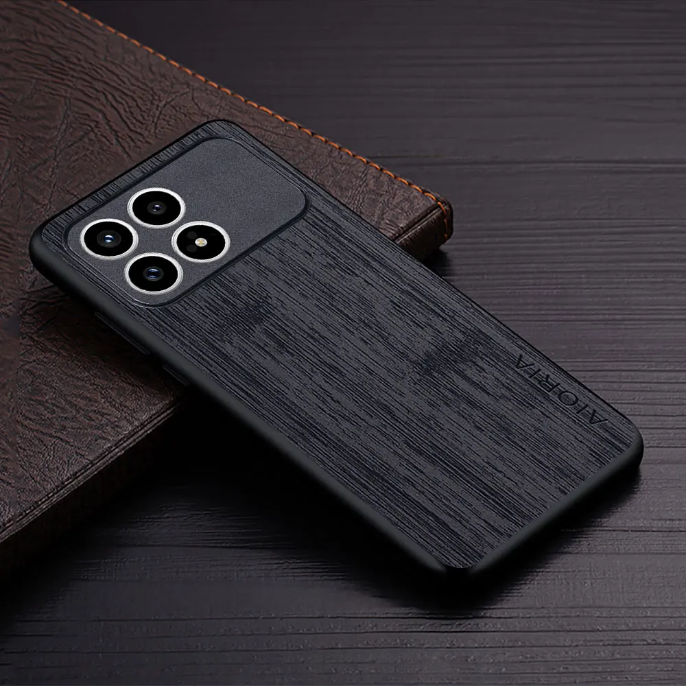 Luxury Faux Leather Wood Grain Phone Cover