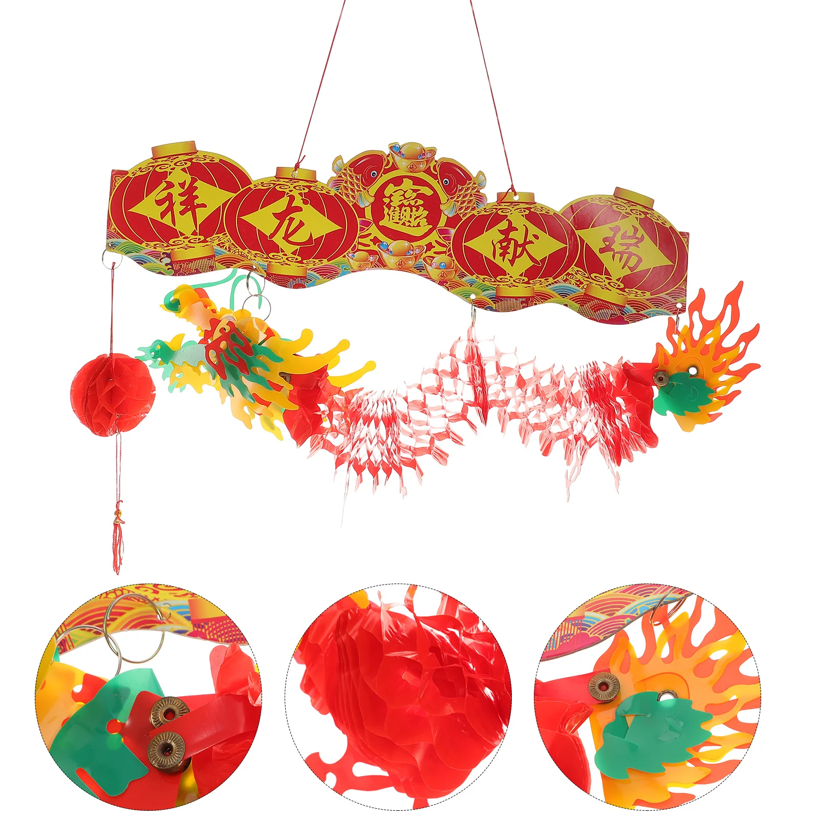 

Chinese New Year Decoration Prop Spring Festival Dragon Pendant Paper Ornament Ceiling Panels