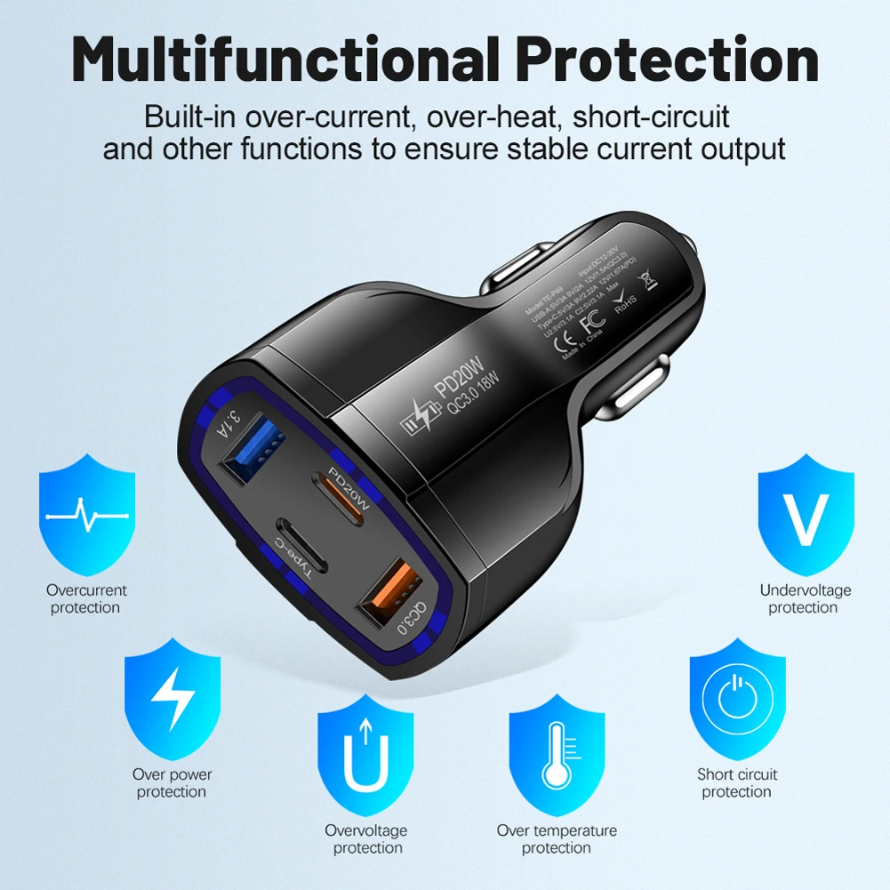    , 4 in 1, PD 20W, 2USB + 2PD ޴ , USB Tyoe C, ȭ, Ｚ, 12-30V