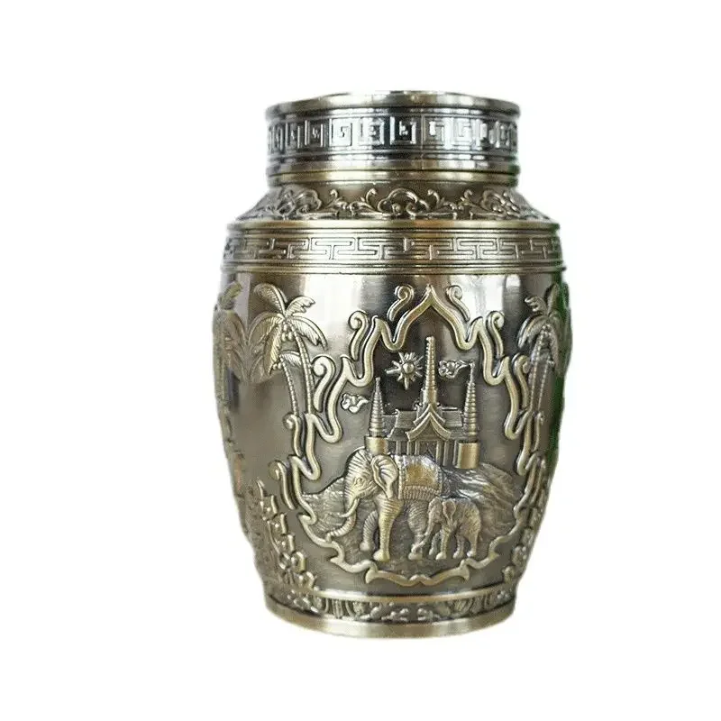 Elephant Rose Flower Pet Memorial Keepsake Urns, Metal Pets Urns, Puppy Funeral Box, Funerary Human Ashes, Casket