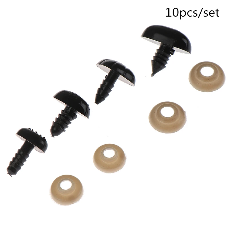 

10Pcs/bag Black Oval Ellipse Oblong Doll Safety Nose Eyes for Bear Stuffed Toys Snap Animal with Plug Washers DIY Craft
