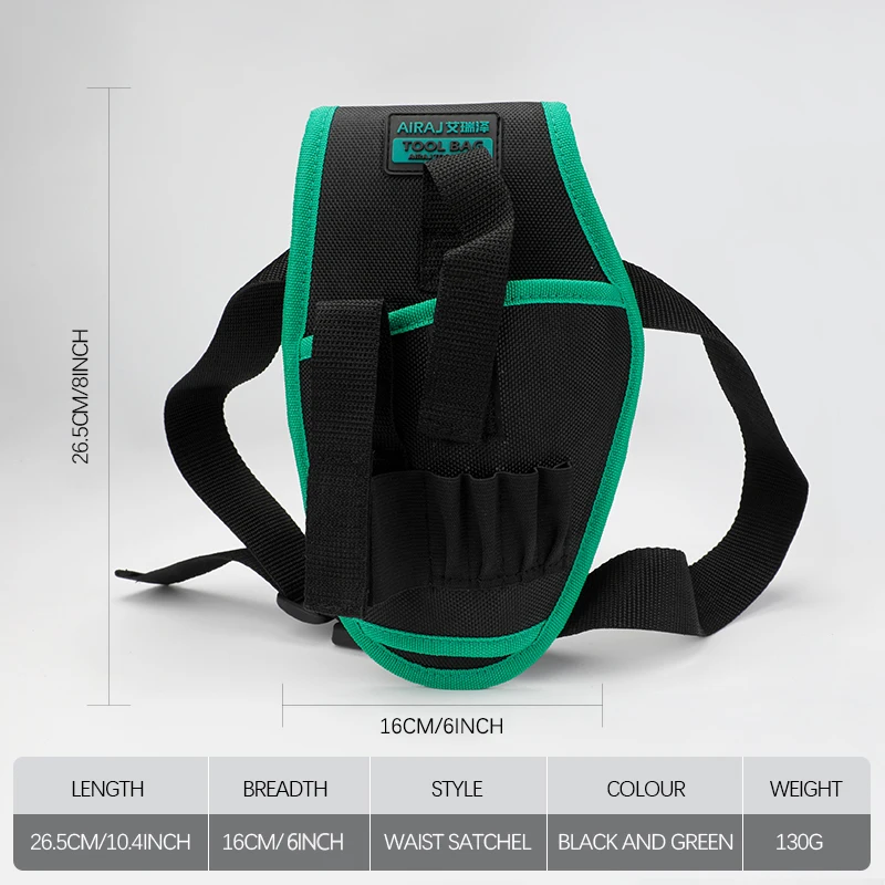 AIRAJ 6Inch Waist Pack Tactical Electrician Multifunctional Pocket Oxford Cloth Waist Kit  Wrench Screwdriver Repair Tool Bag 2