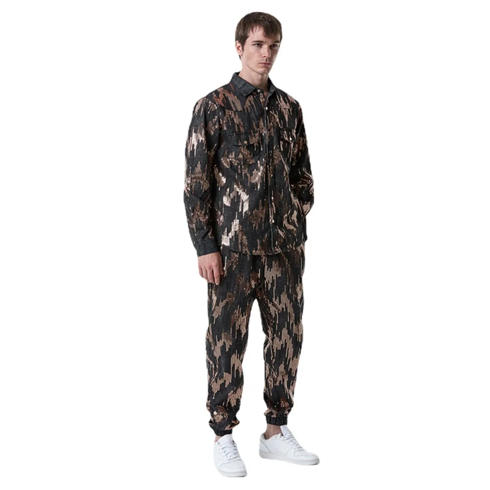

Men's Stage Prom Suit Colorful Sequin Jacket Pants Dance Festival Christmas Halloween Party Costume