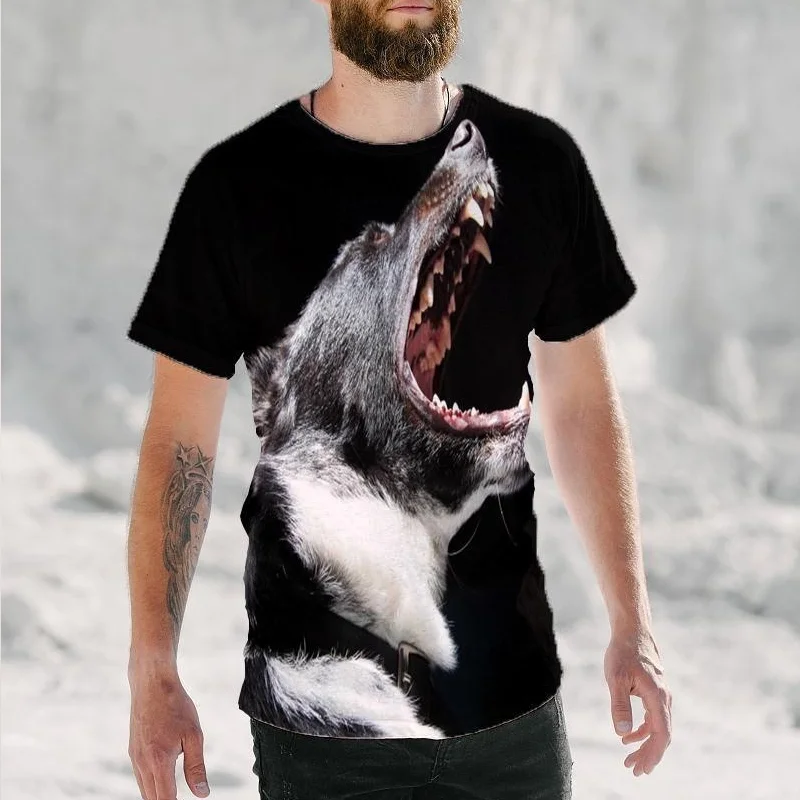 Men's Short Sleeve 3D Animal Dog O-neck Tee Top Quick Drying T-shirts Summer Streetwear New In Male Clothing Tracksuit 2XS-6XL