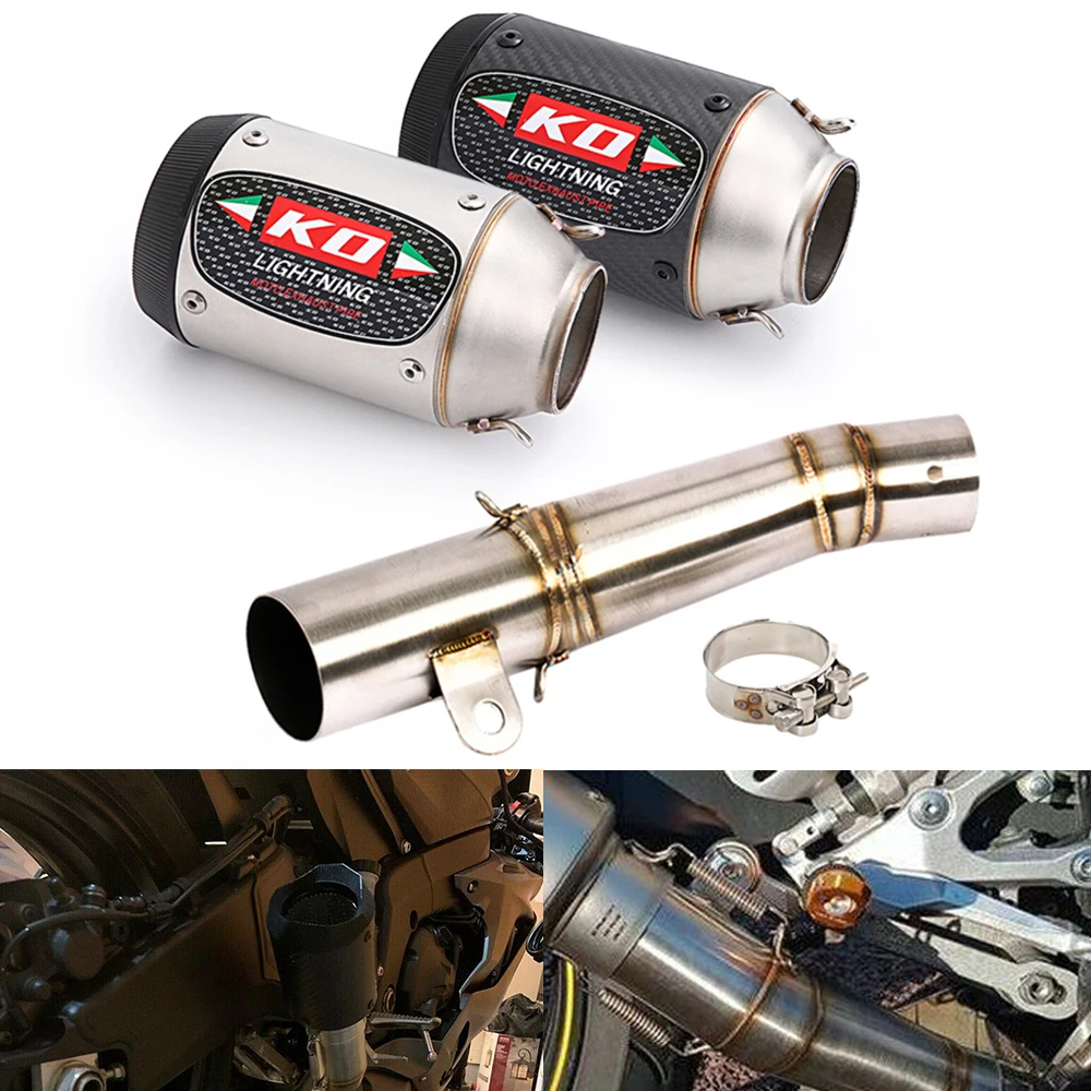 

FOR Yamaha YZF R6 2006-2023 Motorcycle Exhaust Pipe Carbon Fiber Escape Mid Link Tube Stainless Steel Not DB Killer 60MM Muffler