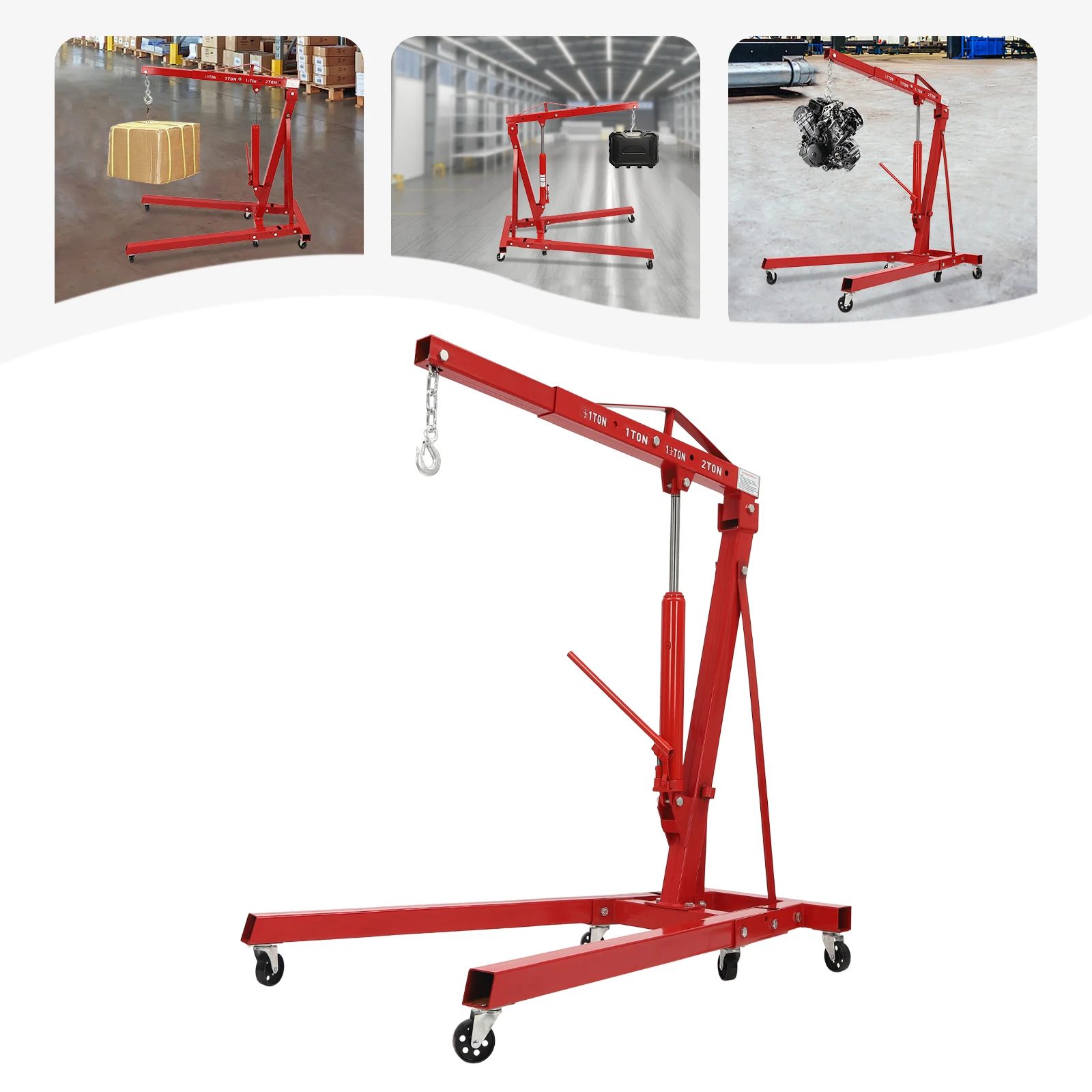Engine Hanger Engine Crane Hydraulic Car Crane 2T Ton Folding Mobile Auto Maintenance Tool