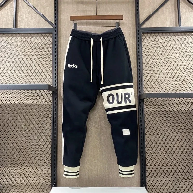 

Мужская одежда, спортивные брюки, Брендовые мужские универсальные спортивные повседневные брюки, корейские шаровары, мешковатые брюки с принтом для мужчин