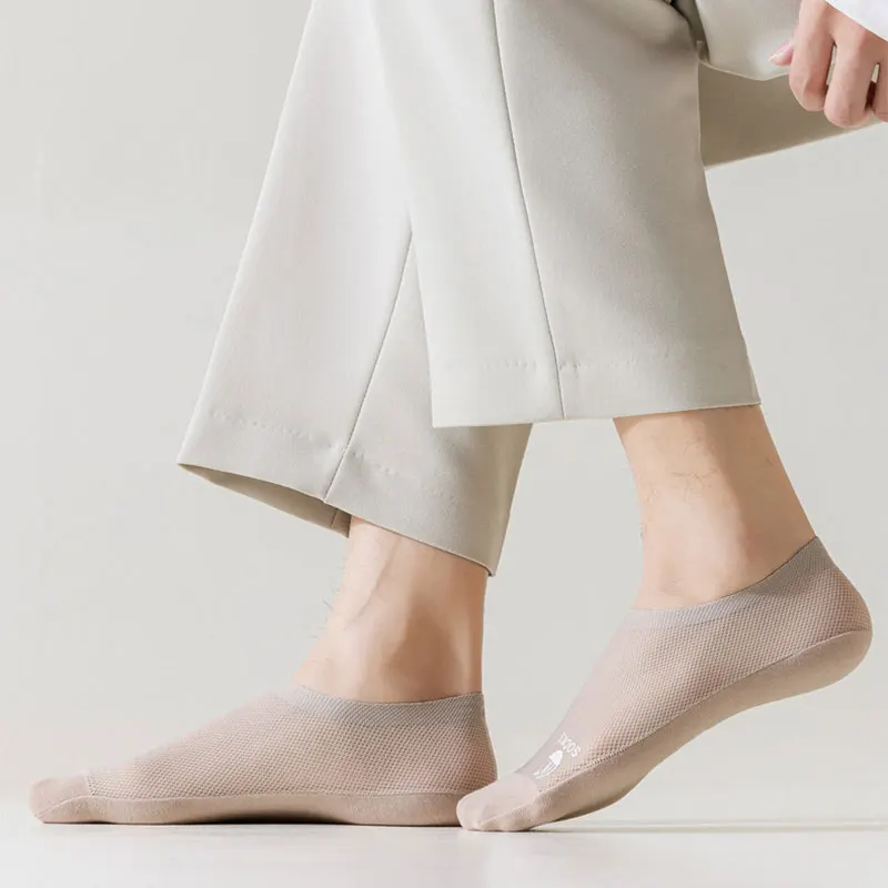 Mens Summer No-Show Socks - Thin Mesh Ankle Socks Sweat Absorbent Ultra-Thin Comfort