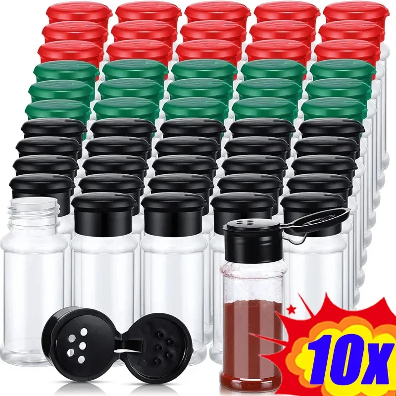 Clear Spices Bottle Salt Pepper Shakers Plastic Barbecue Seasoning Jars Condiment Box Kitchen Gadgets Powder Storage Can