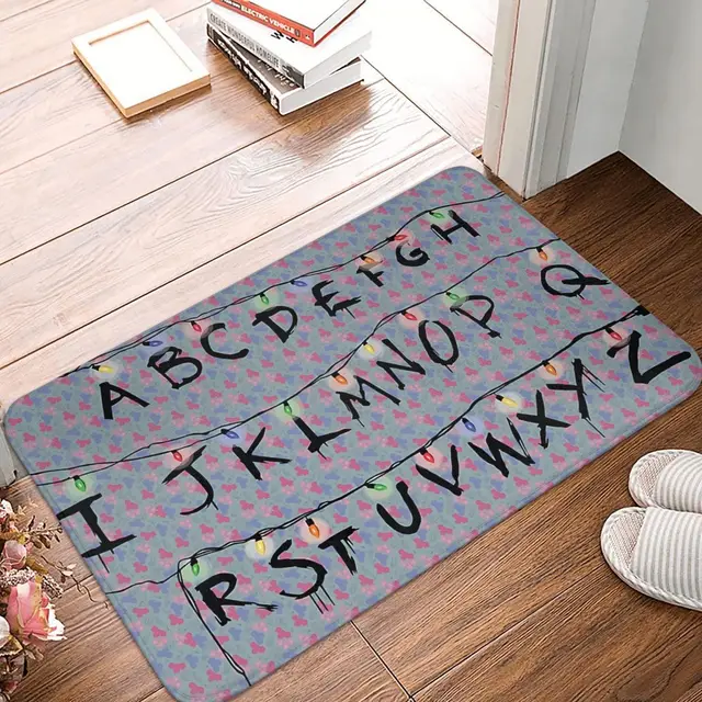 Csúszásmentesen Csúszás Doormat Stranger Dolgok Ábécé Szőnyegfürdő Hálószoba Szőnyeg Kültéri Otthon Modern