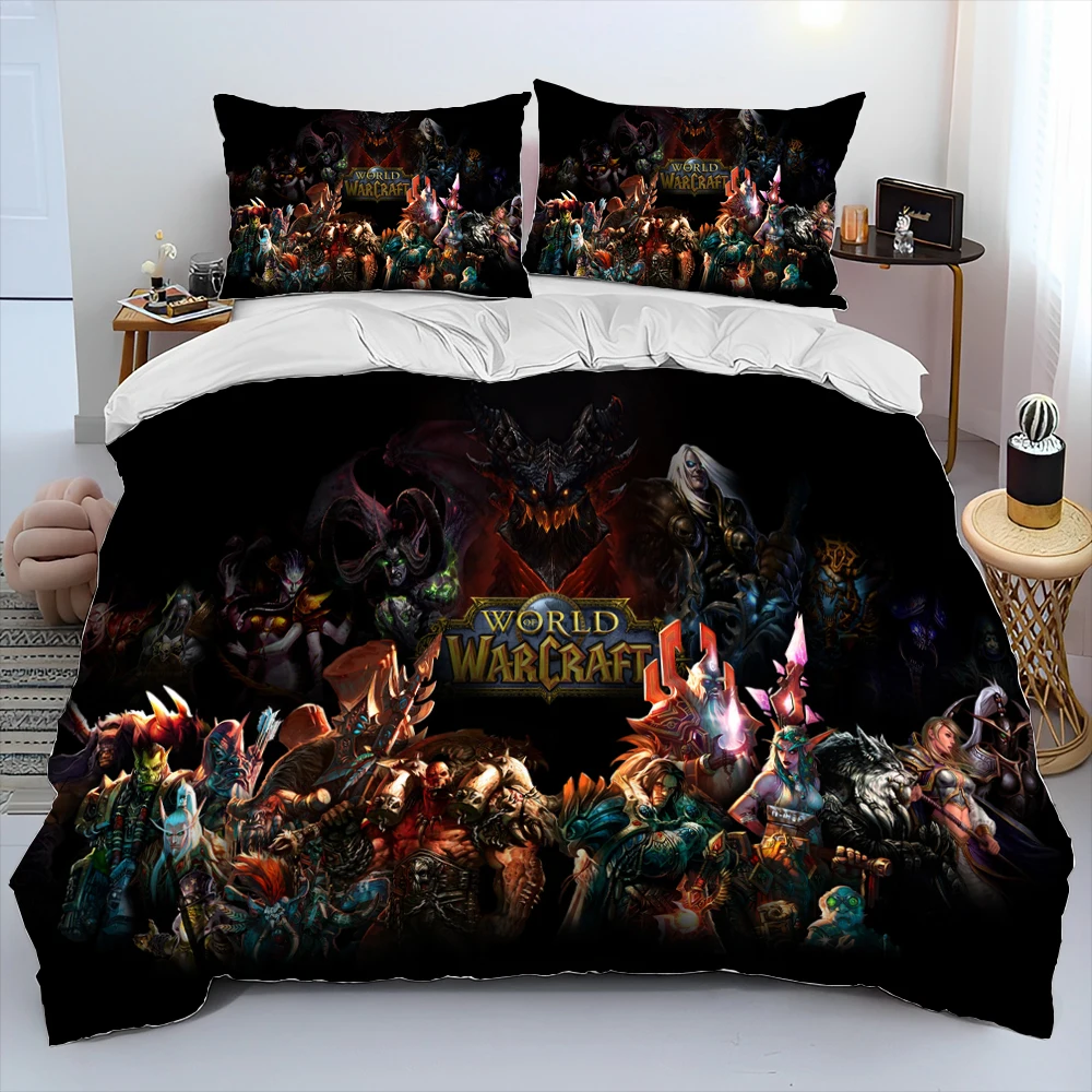 World Of Warcraft,Wow ,Game Gamer Comforter Bedding Set, Copripiumino Set Copripiumino Federa, King Queen Size Bedding Set