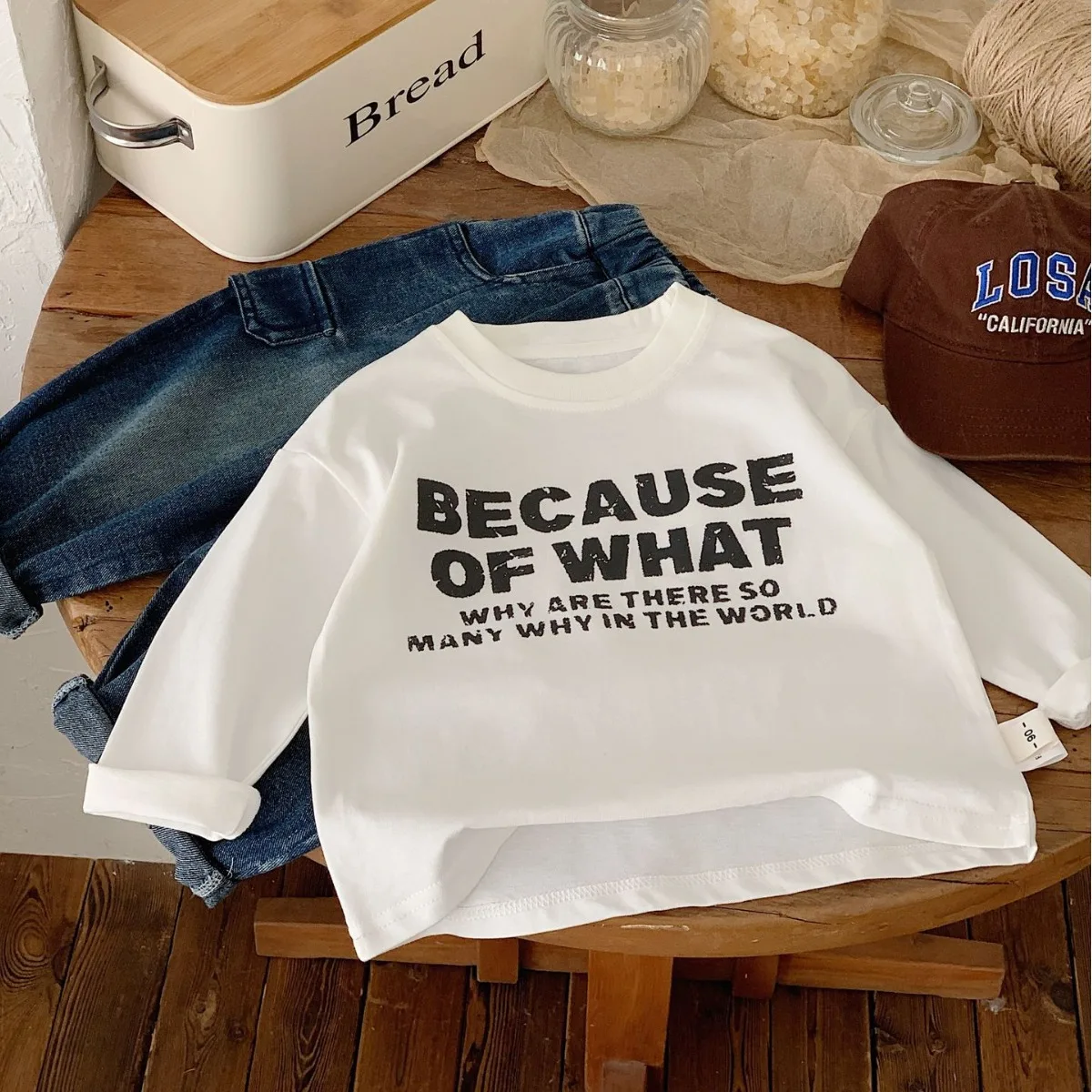 

2024 Spring Autumn 2-7 Year Children Boys T Shirt Letter Print Long Sleeve Round Neck Baby Boys Undershirt Cotton Kid Boys Tops