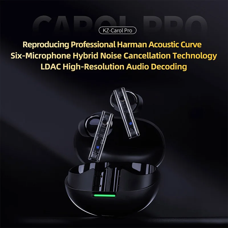 KZ Carol Pro TWS Bluetooth 5.4 Earphone 6 MIC Active Noise Canceling True Wireless waterproof in-Ear Earbud 6