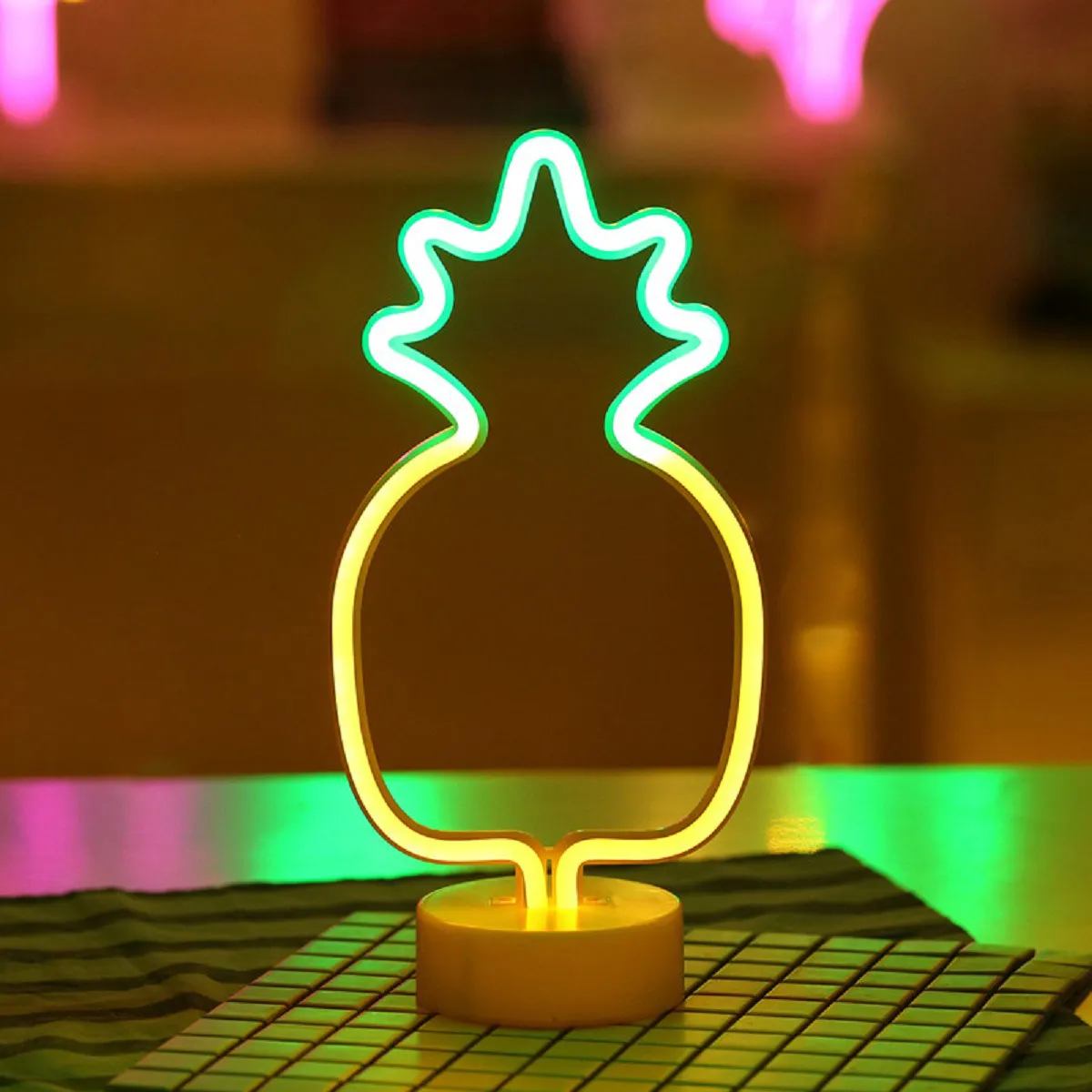 Battery/USB LED Neon Night Light Sign Flamingo Unicorn Coconut Tree Cactus Pineapple Table Lamp Kids Bedroom Christmas Art Decor 5