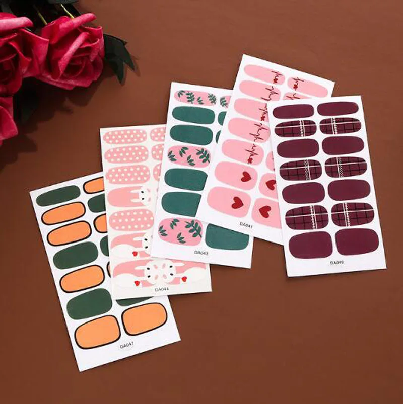 1 Sheet Nail Art Sticker Waterproof Summer Flowers Designs Full Cover Fake Nail Wraps Jewelry Accessories Nail Decals Stickers 4