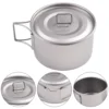 Titanium Bowl With Folding Handle Camping Bowl 450ml/600ml No Lid/with Lid Dinner Food Container Outdoor Pan Camp-Cooking 3