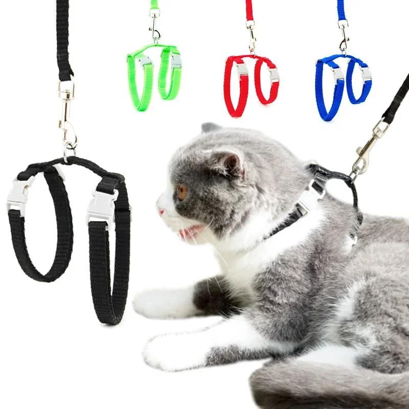 1PC Cat Collar Harness Leash Adjustable Nylon Pet Traction Cat Kitten Halter Collar Puppy Dog Cat Product Small Pet Harness Belt