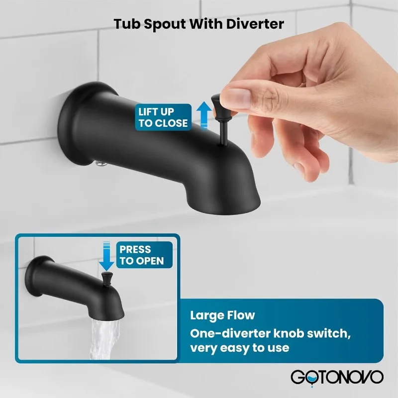 2025   Bathroom Shower Head Kit High    Spray Shower Trim Kit Valve Included Shower Head and Handle Set Matte Black 4