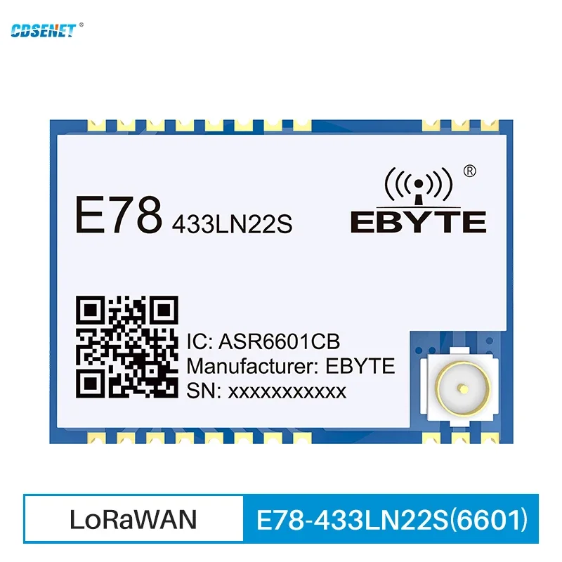 

433MHz LoRaWAN SoC ASR6601 LoRa Module E78-433LN22S(6601) 22dBm Wireless Transceiver SMD IPEX Stamp Hole Connector TCXO RF Radio