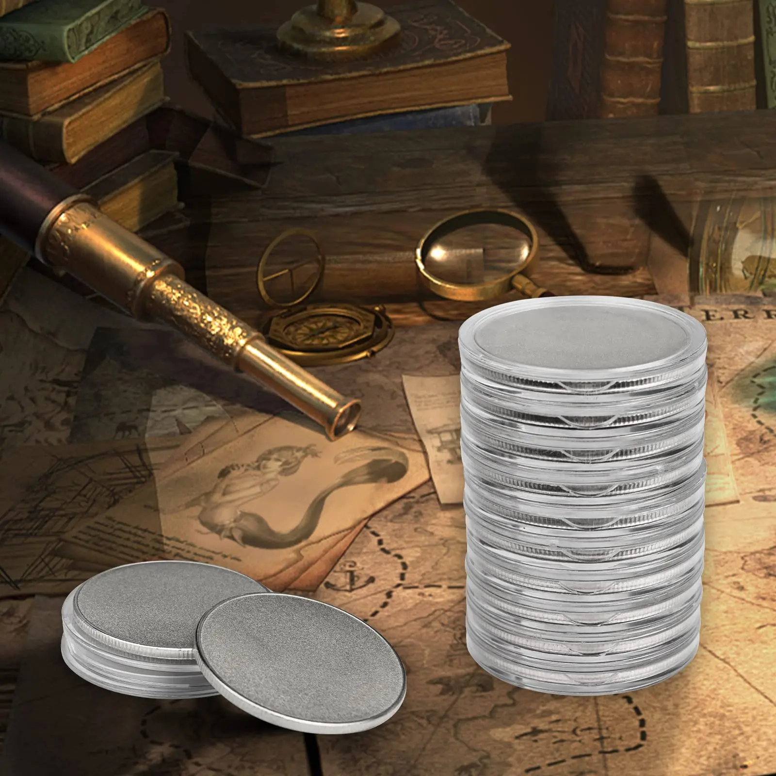 1/5/10/20PCS Blank Challenge Coins Acrylic Protection Box Brass/Iron silver Plated For DIY Sculpture Badge Creation Engraving acrylic protection box