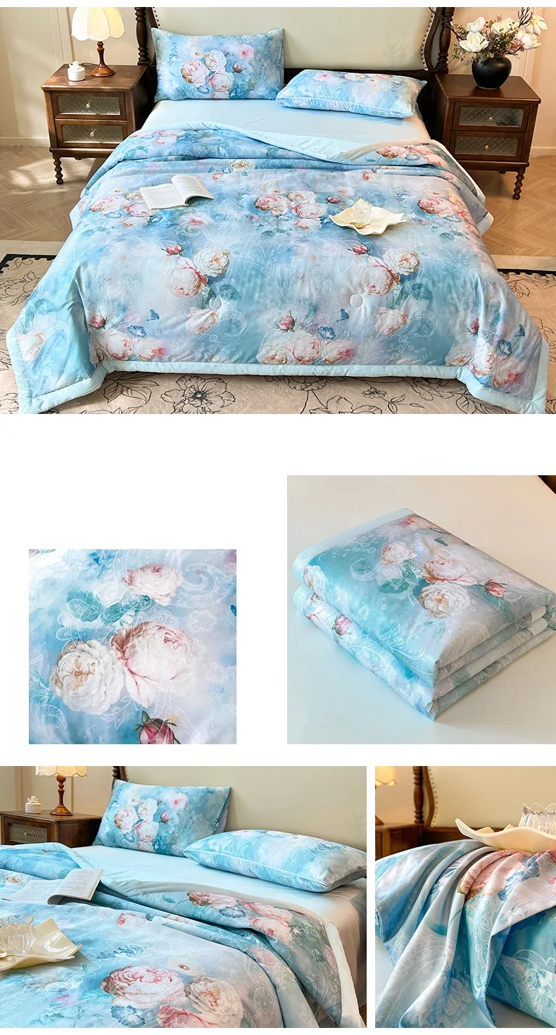 1pc Skin-friendly Quilts Soft Duvet Single/Double/Queen Size Comforter Quilted Blanket Home Bedspread 여름이불 (No Pillowcase)