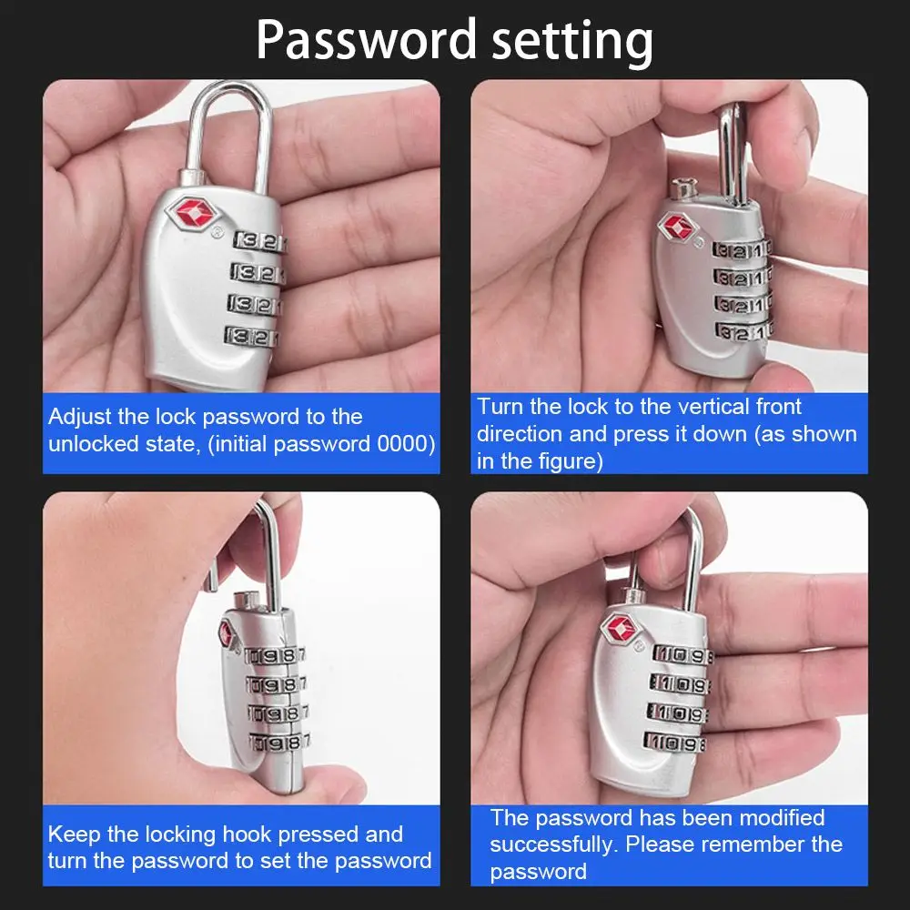 Metal Suitcase Luggage TSA Customs Code Lock Smart Combination Lock 4 Digit Password Lock Padlock