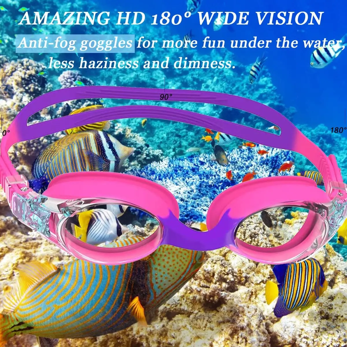 Kids Swim Goggles and Silicone Swim Cap set with Nose Clip Earplugs,Waterproof No Leaking Anti Fog UV Protection for Boys Girls 2