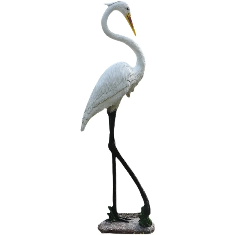 

Outdoor FRP egret sculpture park forest landscape courtyard garden pool Chinese decoration artificial bird ornaments