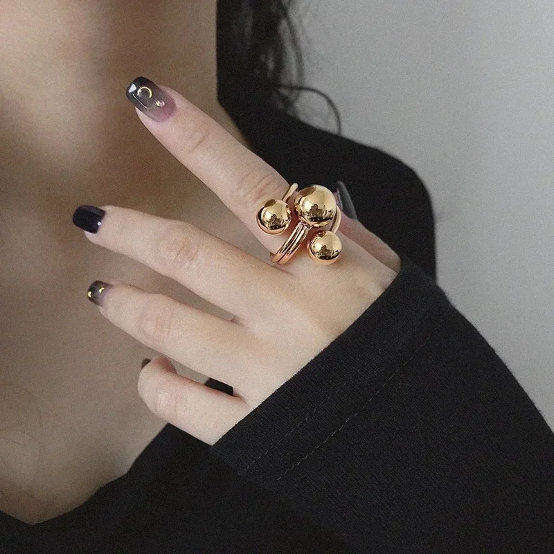 

Silver Gold Color Irregular Exaggerated Round Bead Wrapped Line Ring Women Girls Korean Fashion Jewelry Dropshipping Wholesale