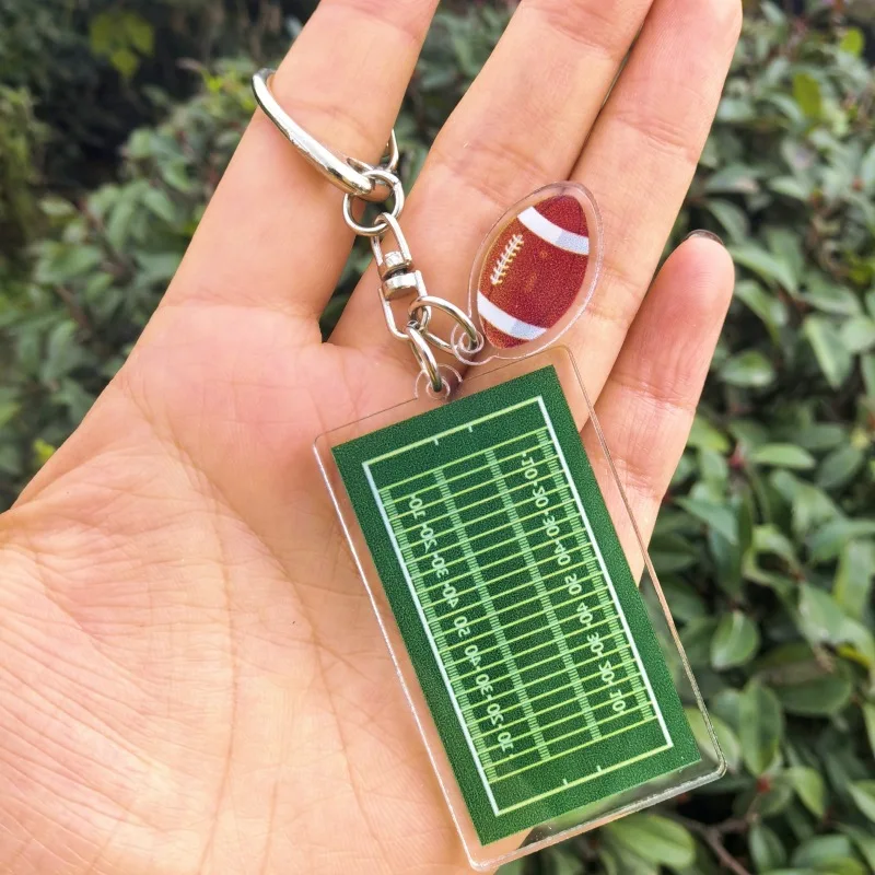 Acrylic Baseball field football field Keychain Double Sided Mini 3D Sports Keyring Bag Pendant Car Key Chains Souvenir Gift