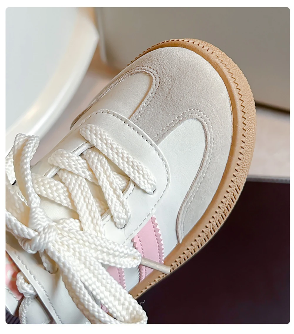 PU Leather Sneakers For Children Anti-slippery Outdoor Teenager Girl's Skate Shoes Soft-soled Breathable Kid's Sport Shoes 3