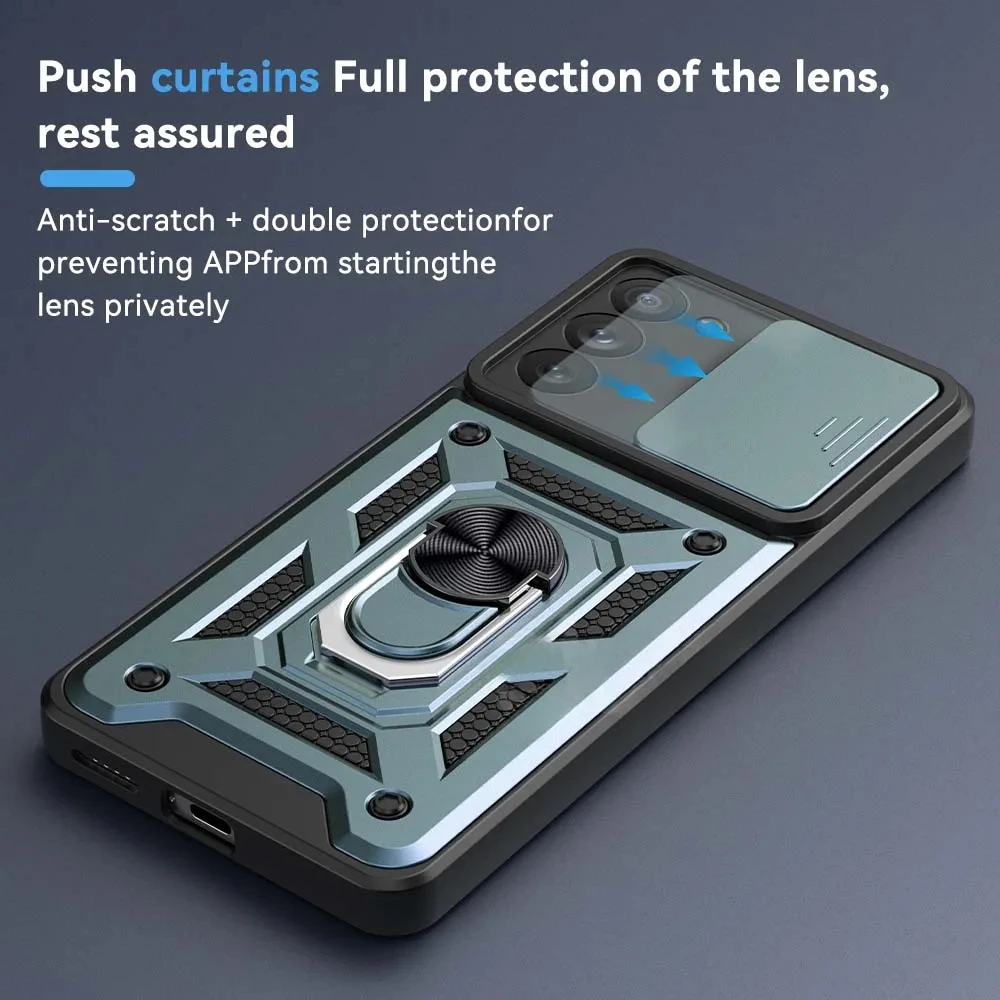 Armor Ring Holder Lens Protect Shockproof Phone Case Cover