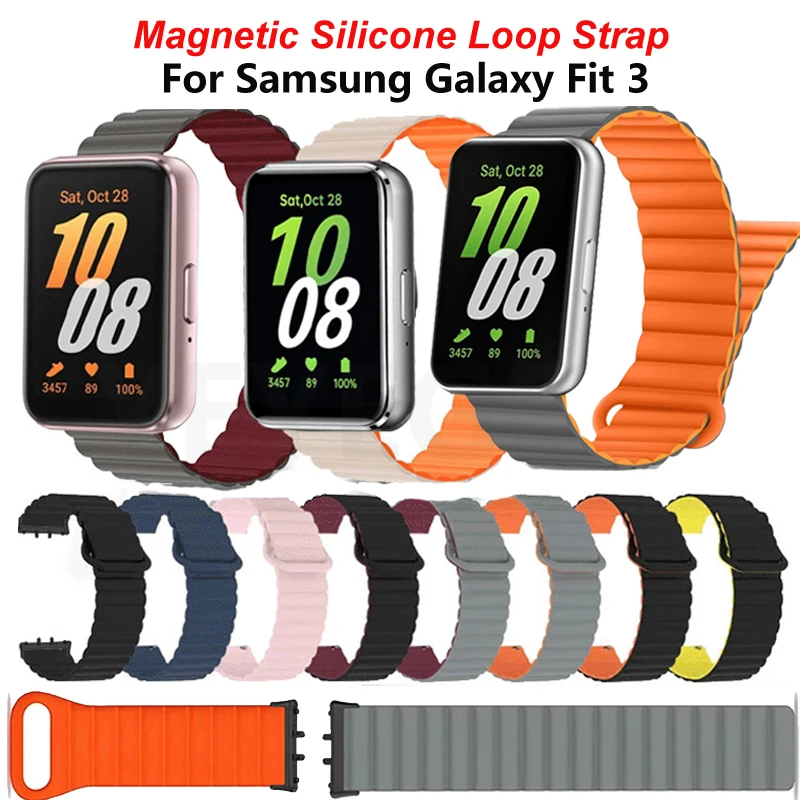 Correa de silicona para Samsung Galaxy Fit 3, banda de reloj de bucle magnético para Samung Galaxy Fit 3, pulsera inteligente