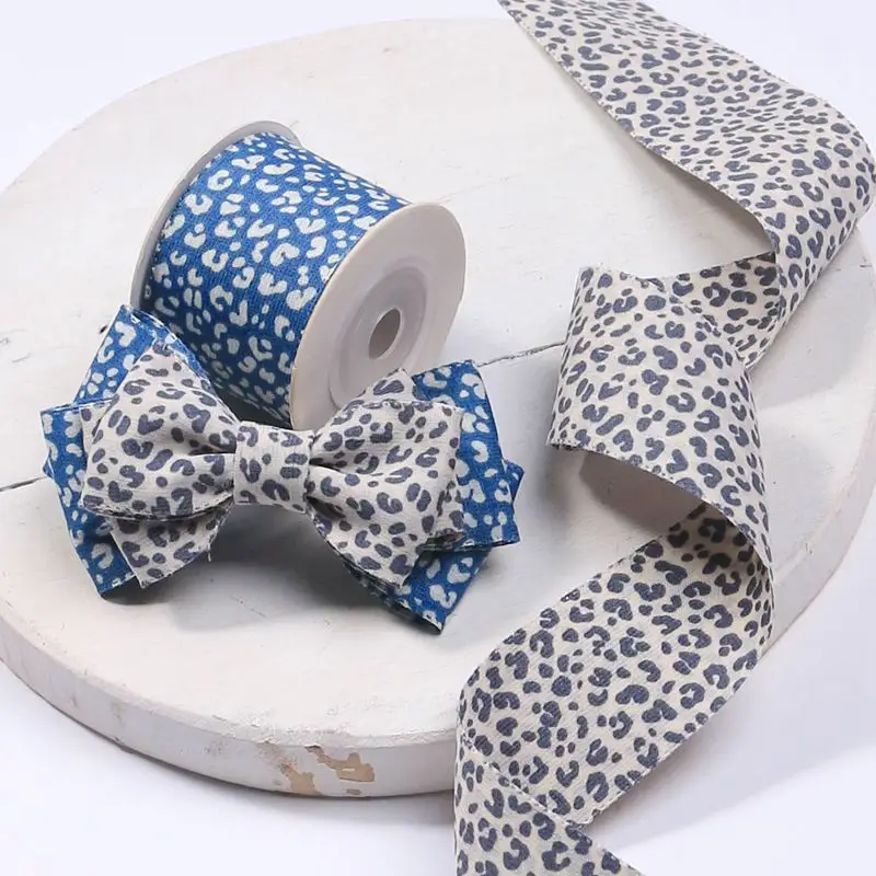 5Yard chiffon Leopard print ribbon DIY handwork bow Headdress decoration ribbon 