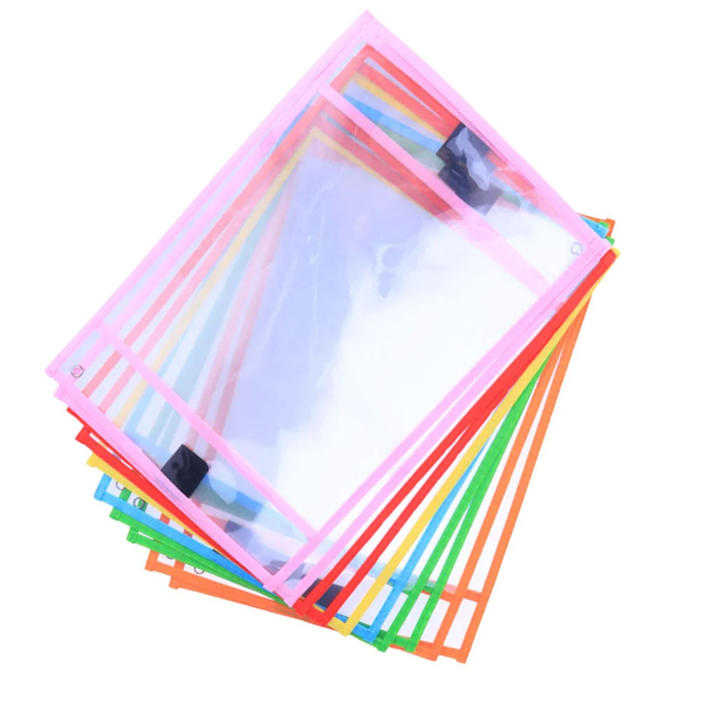 

8 Pcs Erasable File Bag Teacher Clear Paper Sleeves Protector Dry Erase Pockets